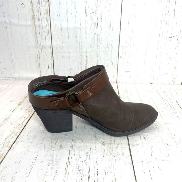 Blowfish Womens Western Style Ankle Boots Size 8 Brown Belted Slip-On Mules - Picture 5 of 10